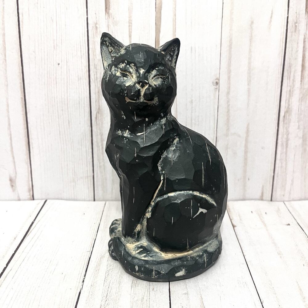 Pier 1 Imports Black Cat Figurine Resin Cat Home Decor Gothic Halloween